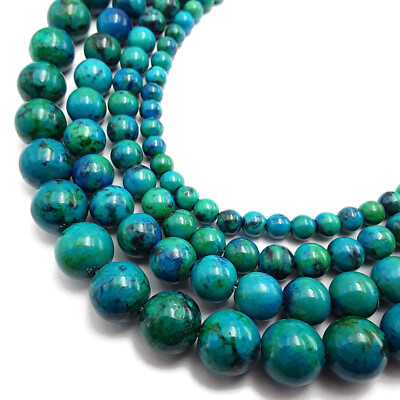 #ad Azurite Smooth Round Beads 4mm 6mm 8mm 10mm 12mm 15.5quot; per Strand $6.49