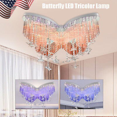 #ad Crystal Butterfly Ceiling Light Chandelier Multicolor Lamp Living Room Modern $69.35