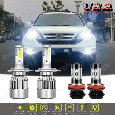 #ad For 2007 2014 Honda CRV CR V LED Headlight Fog Light High Low Dual Beam Bulbs $22.99