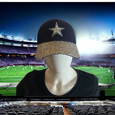 #ad Dallas Cowboys NFL Authentic Woman#x27;s Navy Glitter Baseball Hat Cap $22.45