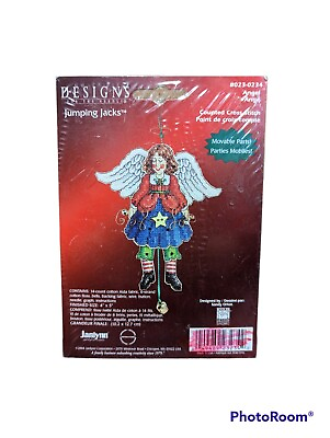 #ad New Janlynn Jumping Jacks Angel Movable Christmas Ornament Cross Stitch Kit $5.18