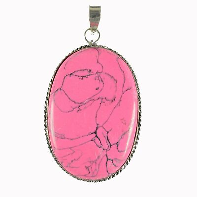 #ad Pink Turquoise Gemstone 925 sterling silver Plated Pendant ChPt01 $6.35