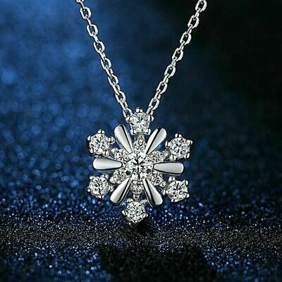 #ad 2.00Ct Simulated Diamond Women#x27;s Snowflake Pendant 925 Silver Gold Plated $120.39