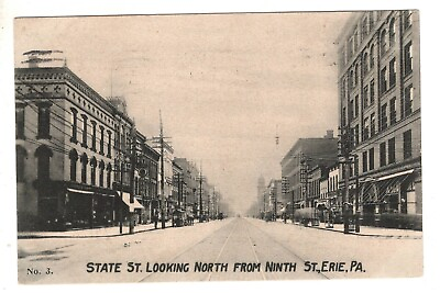 #ad Postcard State St Looking North from Ninth St Erie Pennsylvania $5.90