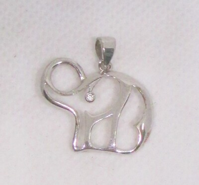 #ad 925 STERLING SILVER ELEPHANT CUTOUT PENDANT 24x22MM 1.3G $9.95