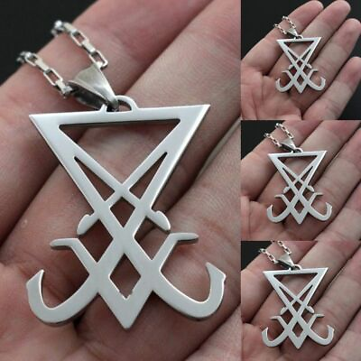 #ad Seal Of Lucifer Satan Stainless Pendant Necklace Men Women Baphomet Jewelry Gift GBP 15.13