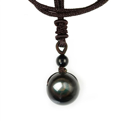 #ad Obsidian Necklace Obsidian Jewelry Crystal Stone Necklace Black Eye Bead $7.48