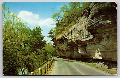 #ad Postcard Oklahoma Famed Over Hanging Bluffs US 71 Street 1954 $4.35