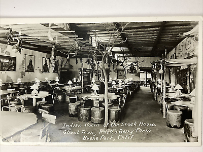 #ad Vintage Knott#x27;s Berry Farm Indian Room Ghost Town Buena Park CA RPPC Postcard $12.88