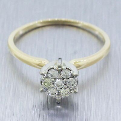 #ad Vintage 14k Yellow amp; White Gold 0.35ctw Diamond Round Cluster Engagement Ring $349.99