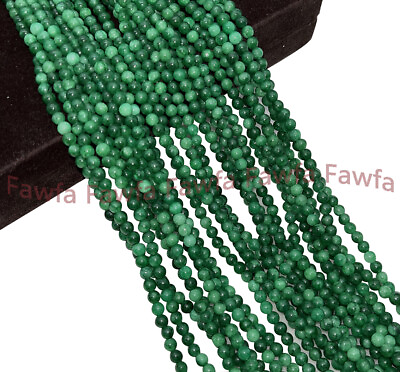 #ad Genuine Natural 4mm Green Emerald Jade Round Gems Smooth Loose Beads 15#x27;#x27; Strand $3.89