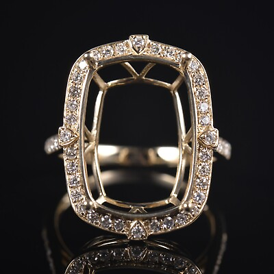 #ad Custom Semi Mount Ring Gorgeous Natural Diamond 14K Yellow Gold Cushion 18×13mm $785.00