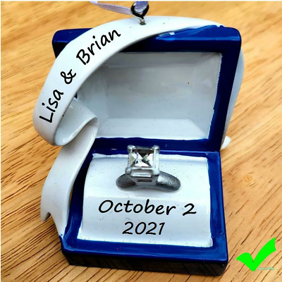 #ad NAME PERSONALIZED ORNAMENT Engagement Proposal Ring She said Yes Christmas $11.95