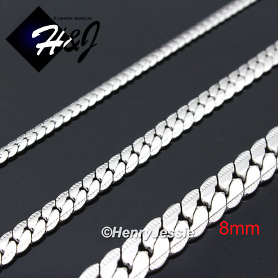 #ad 18 40quot;MEN Stainless Steel 8mm Silver Diamond Cut Miami Cuban Chain Necklace*N161 $18.99
