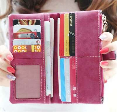 #ad Womens Long Bifold Clutch Wallet Leather Credit Card Holder Phone Purse Handbag $8.57