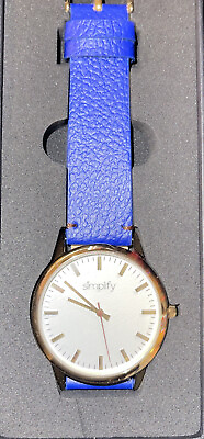 #ad The 2800 Gold White Dial 39 mm Qt.w Blue Leather As Well gold Link Band W tool $35.00