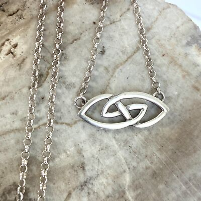 #ad Sterling Silver 925 Celtic Knot Rolo Chain Pendant Necklace 16.5quot; 6g $49.99