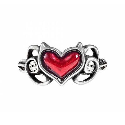#ad Alchemy Gothic Little Devil Pewter Heart Ring • Ships in 2 4 Weeks • Gothic AU $51.95