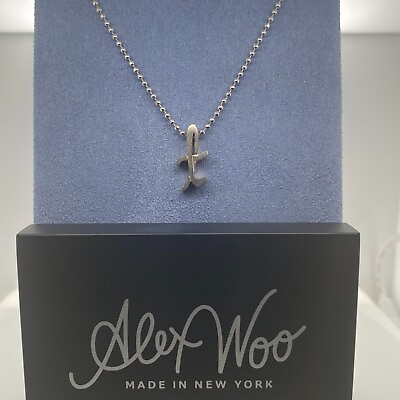 #ad Alex Woo NAULETT S16 Little Autograph T Charm 16 Inch Necklace in Silver $60.00