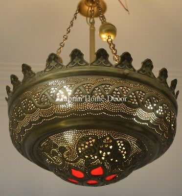 #ad Handcrafted Moroccan 14quot; Bronze Brass Ceiling light Fixture Chandelier Lamp $238.85
