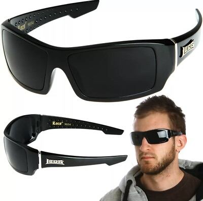 LOCS Rectangular Gangster Black Shades Mens Designer Sunglasses Cholo Dark Lens $16.95