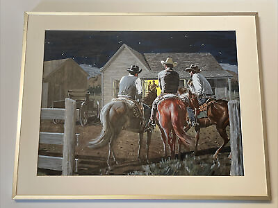 #ad WESTERN COWBOY PAINTING HORSE PORTRAIT OLD HOME ILLUSTRATION SIGNED MYSTERY ART $1900.00