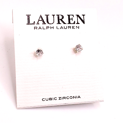 #ad Ralph Lauren Mini Silver Tone Cubic Zirconia Stud Earring $12.00