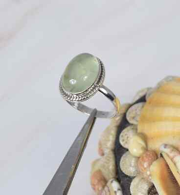 #ad Natural Green Prehnite 925 Sterling Silver Gemstone Ring Handmade Jewelry $16.99