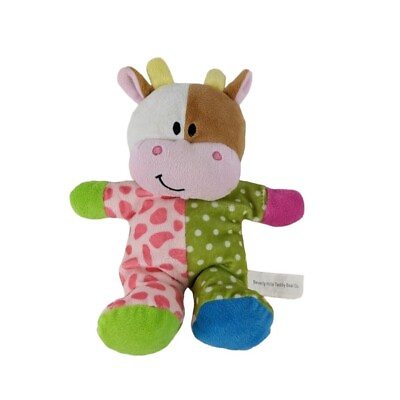 #ad Beverly Hills Teddy Bear Co. Cow Plush 10quot; Baby Rattle Polka Dot Pink Green $19.99