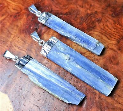 #ad Kyanite Blue Crystal Pendant Silver Plated CR15 $12.98
