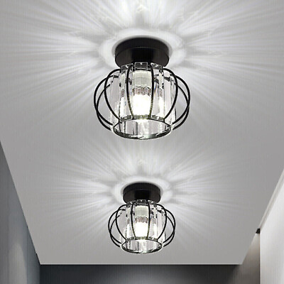 #ad Crystal Chandelier Flush Mount Light Fixture Modern Ceiling Lamp Aisle Hallway $16.21