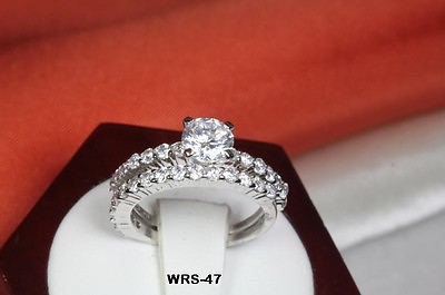#ad VNGT 2.02 CT STERLING SILVER 925 ROUND CZ ENGAGEMENT WEDDING RING SET WRS47 MT $13.09