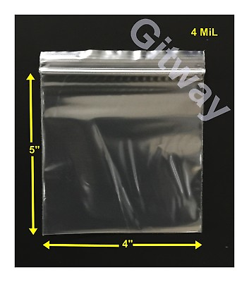 #ad 4quot; x 5quot; Reclosable Resealable Zip Top Lock Clear Plastic FDA Bag 4x5quot; Bags 4 MiL $17.93
