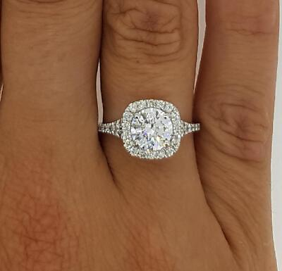 #ad 2 Ct Halo Split Shank Round Cut Diamond Engagement Ring SI2 F Treated $1796.30