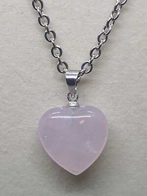 #ad ROSE QUARTZ Crystal Heart Pendant Necklace 18quot; $15.00