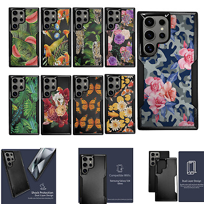 #ad For Samsung Galaxy S24 HYBRID ARMOR Dual Two Piece Case Floral $13.98