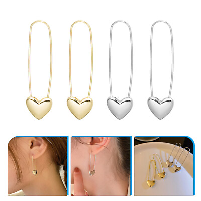 #ad 2 Pairs Cool Earrings Heart Earrings Gold Jewelry Funny Earrings $9.29
