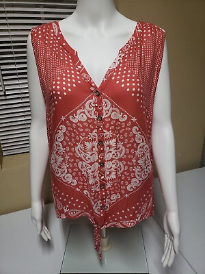 #ad Natural reflections women#x27;s blouse sleeveless size 1X flower pattern $12.00