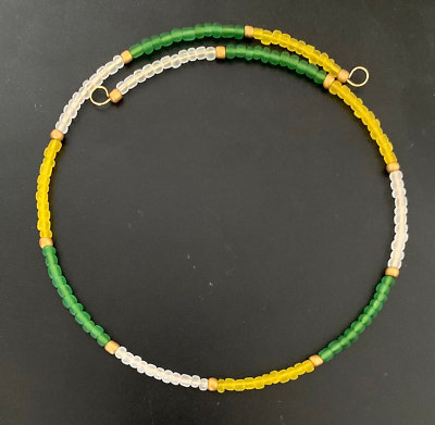 #ad Green Bay Packers Football Choker Necklace White Green Yellow Gold Frosted Beads $4.97