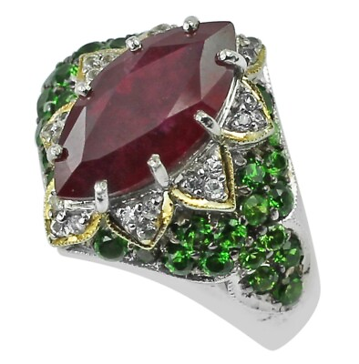 #ad Ruby Gf Gemstone Cocktail Red Ring Size 7 925 Sterling Silver Indian Jewelry $124.20