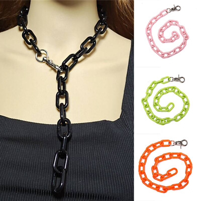 #ad Clavicle Choker Necklace NEW Women Punk Chunky Acrylic Link Chain Rock Hip Hop $6.19