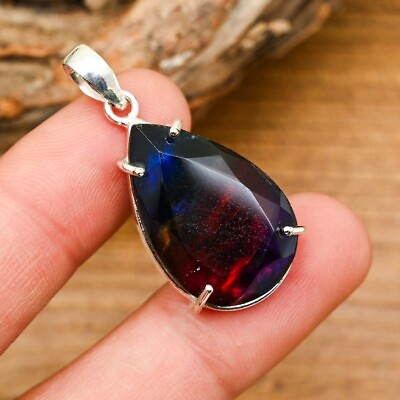 #ad Ammolite Gemstone Pendant Solid 925 Sterling Silver Beautiful Gift Jewelry A09 $15.99