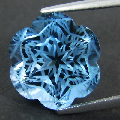 #ad 18.03Cts Natural Marvelous Baby Blue Topaz Flower With Amazing Cut Ref VIDEO $129.99