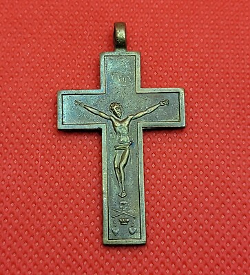 #ad Vintage Cross Crucifix Jesus Virgin Mary Patina $139.99