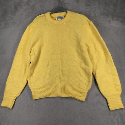 #ad Vintage Environmental Clothing Co Sweater Mens Large Yellow Made In USA Acrylic $15.99