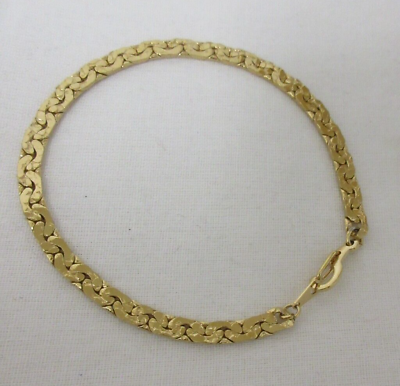 #ad Vintage Textured Gold Tone Flat Chain Bracelet 7 1 2quot; $7.99