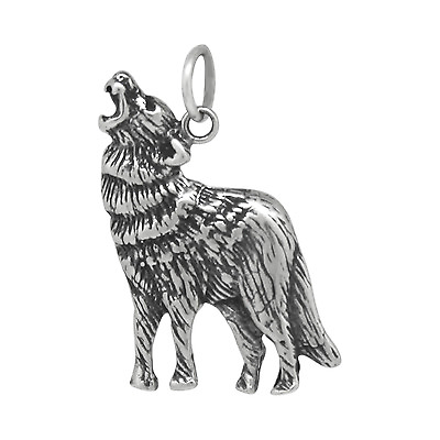 #ad Howling Wolf Jewelry Sterling Silver .925 Pendant Charm Oxidized $14.99