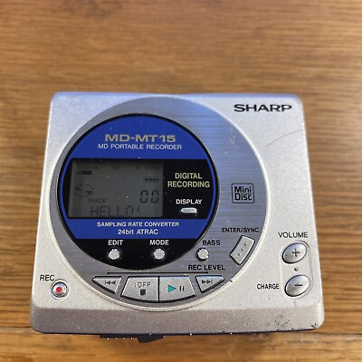 #ad SHARP Portable Mini Disc Recorder Digital MD Walkman Player MD MT15 24bit ATRAC $109.00