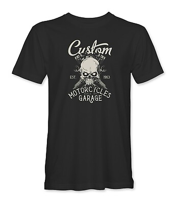 #ad Custom Motorcycle Garage Skull Mens Unisex T Shirt GBP 10.99