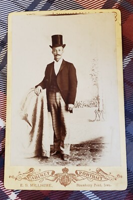 #ad Handsome Gentleman With Top Hat. Original Cabinet Card. Gorgeous Quality $49.99